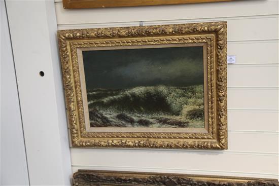Attributed to Gustave Courbet (1819-1877) Study of waves 15 x 21.75in. Ex. Collection William de Belleroche